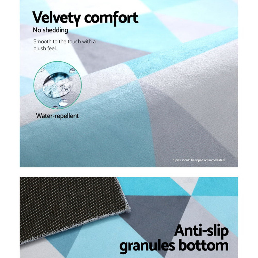 Artiss Floor Rug 200 x 290 cm in a soft, neutral color, showcasing its velvety texture and non-slip granules backing.