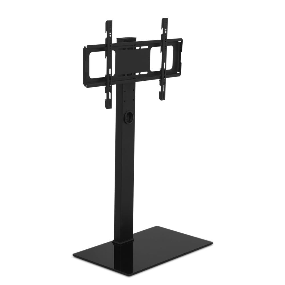 Artiss Floor TV Stand Bracket Mount, adjustable for 32 to 70 inch TVs, featuring a sleek black design with tempered glass base.