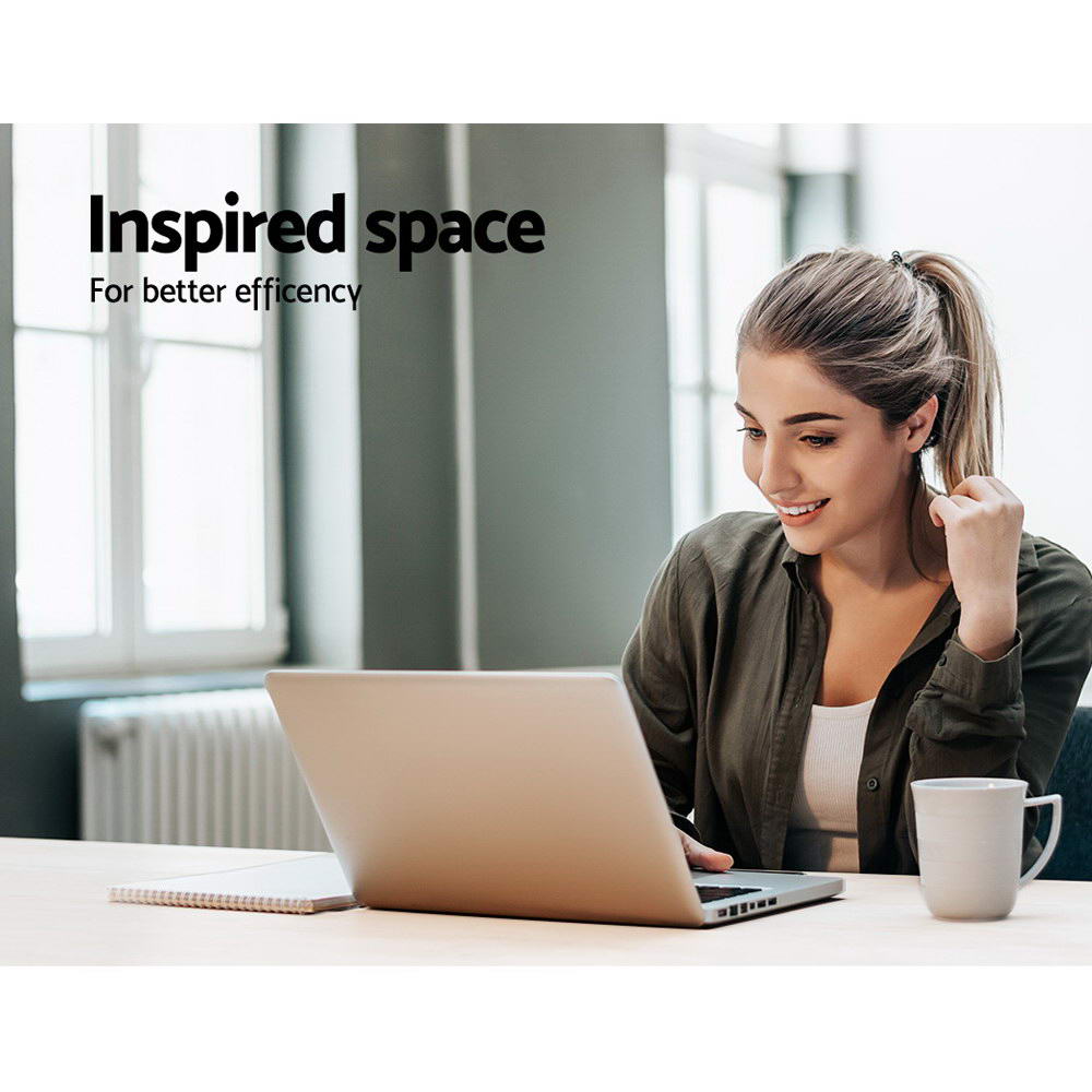 Artiss Foldable Desk with Bookshelf in white, showcasing its modern design and space-saving features.