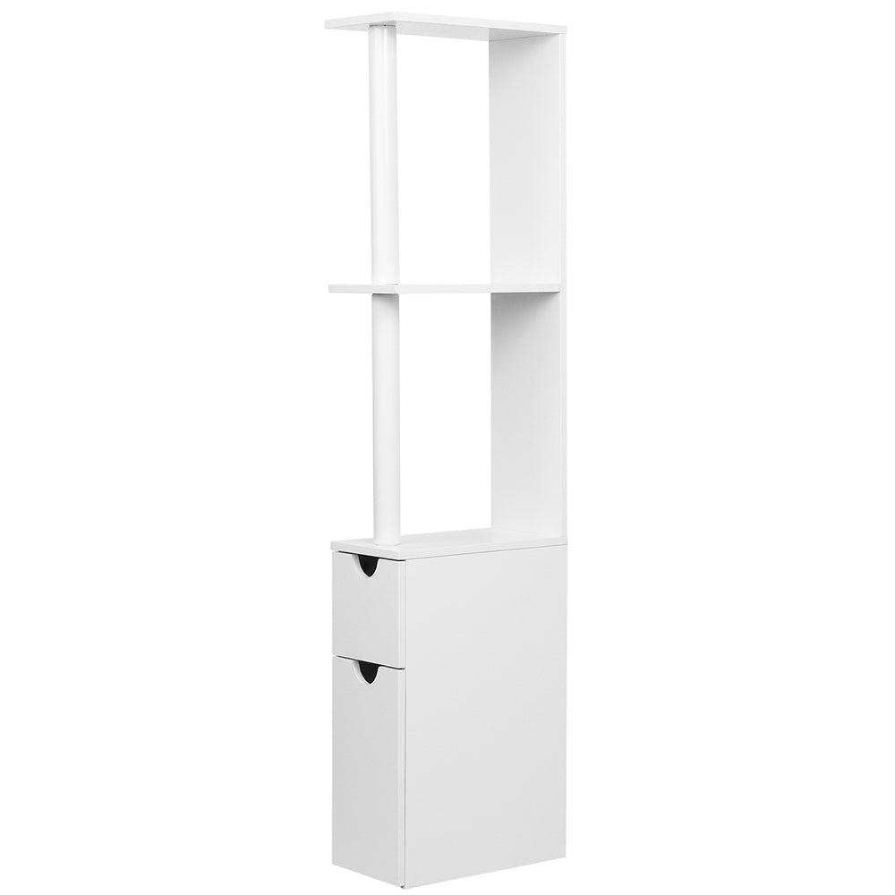 Artiss Freestanding Bathroom Storage Cabinet in White with open shelves and closed cupboards, showcasing a modern design and eco-friendly materials.