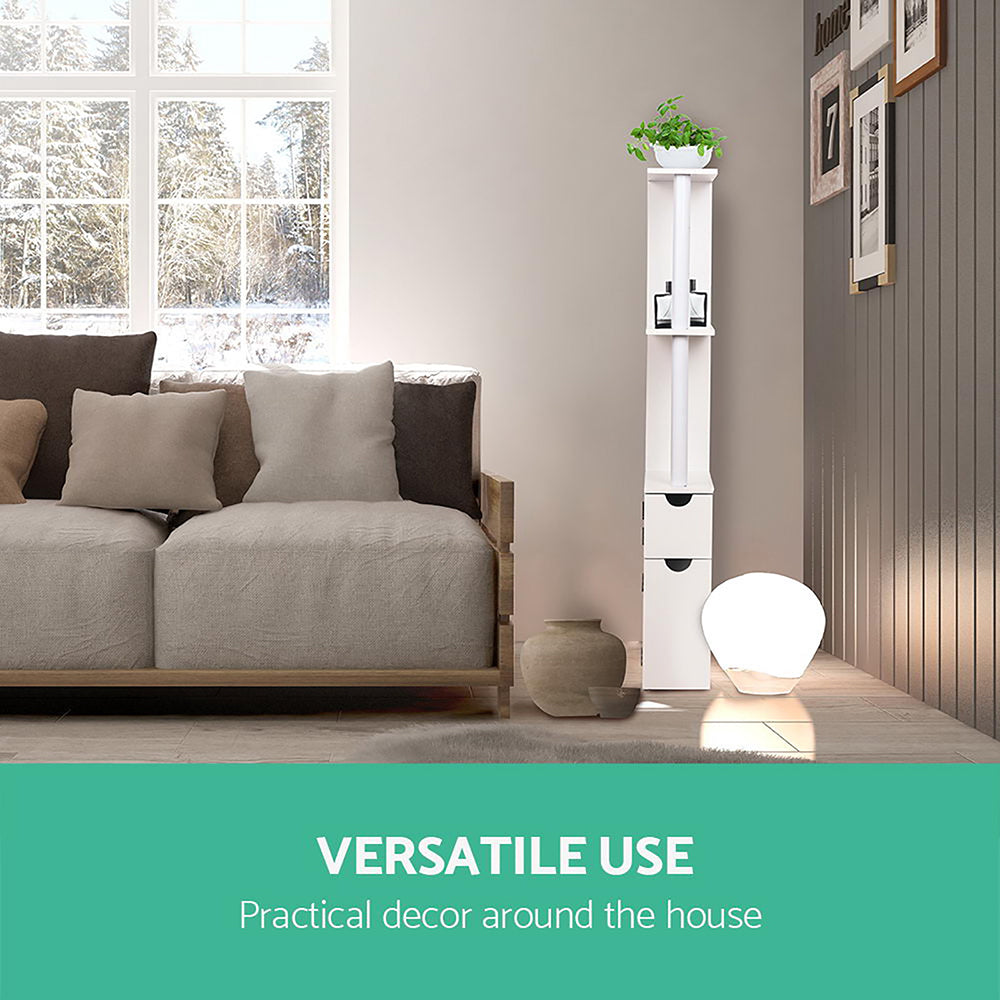 Artiss Freestanding Bathroom Storage Cabinet in White with open shelves and closed cupboards, showcasing a modern design and eco-friendly materials.