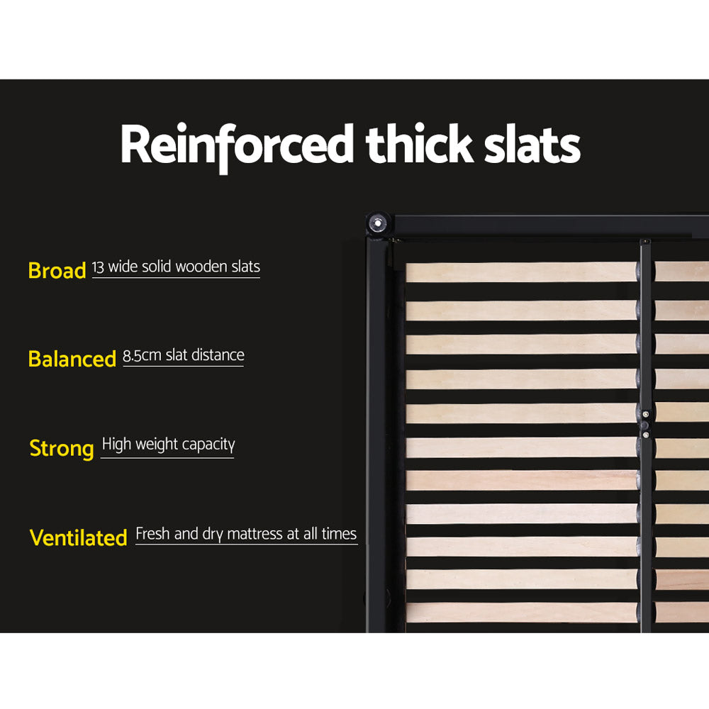 Artiss Nino Bed Frame in Black PU Leather, showcasing a sleek design with a padded headboard and gas lift storage feature.