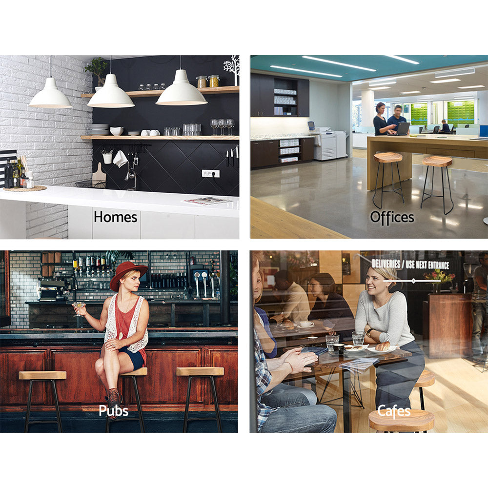 Artiss Set of 2 Elm Wood Backless Bar Stools featuring black legs and elegant wooden seats, perfect for industrial-style interiors.