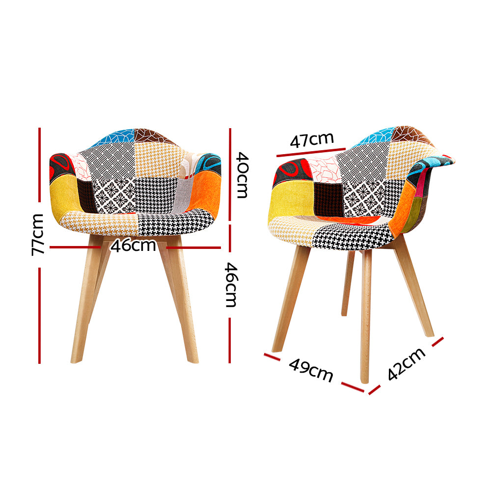 Artiss Set of 2 Fabric Dining Chairs featuring a retro design with beech wooden legs and comfortable foam seats covered in fabric.