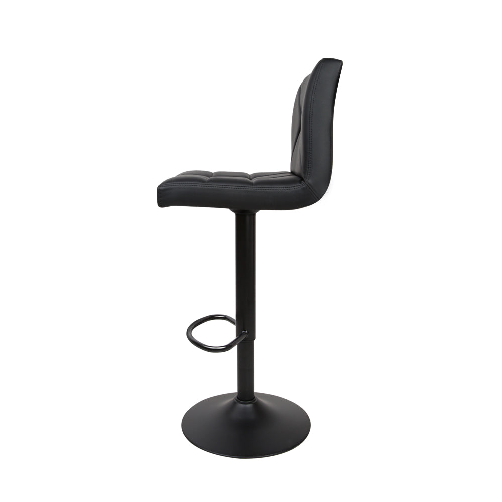 Artiss Set of 2 PU Leather Gas Lift Bar Stools in Black with a stylish design and adjustable height feature.