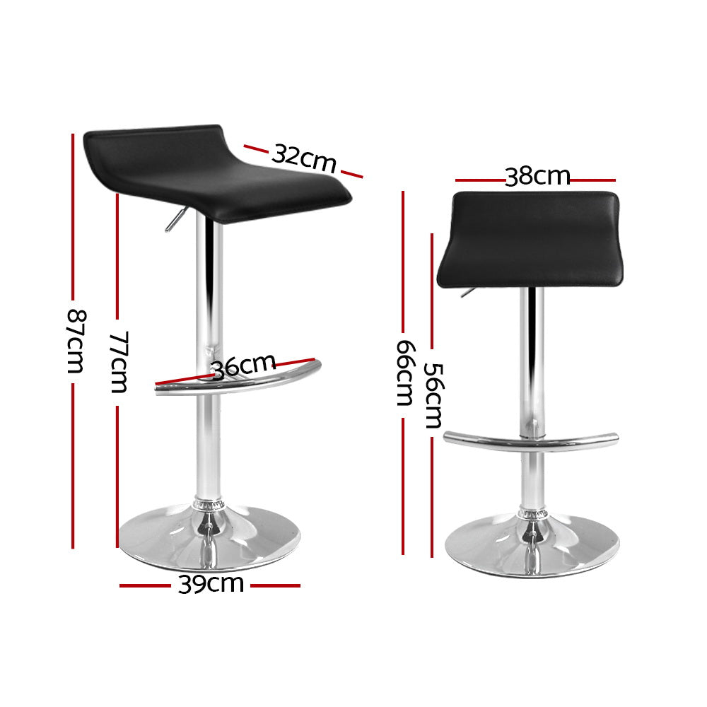 Artiss Set of 2 PU Leather Wave Style Bar Stools in Black, featuring a sleek design and sturdy construction.