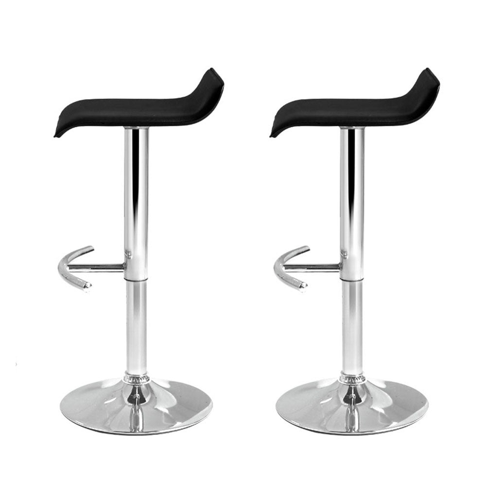 Artiss Set of 2 PU Leather Wave Style Bar Stools in Black, featuring a sleek design and sturdy construction.