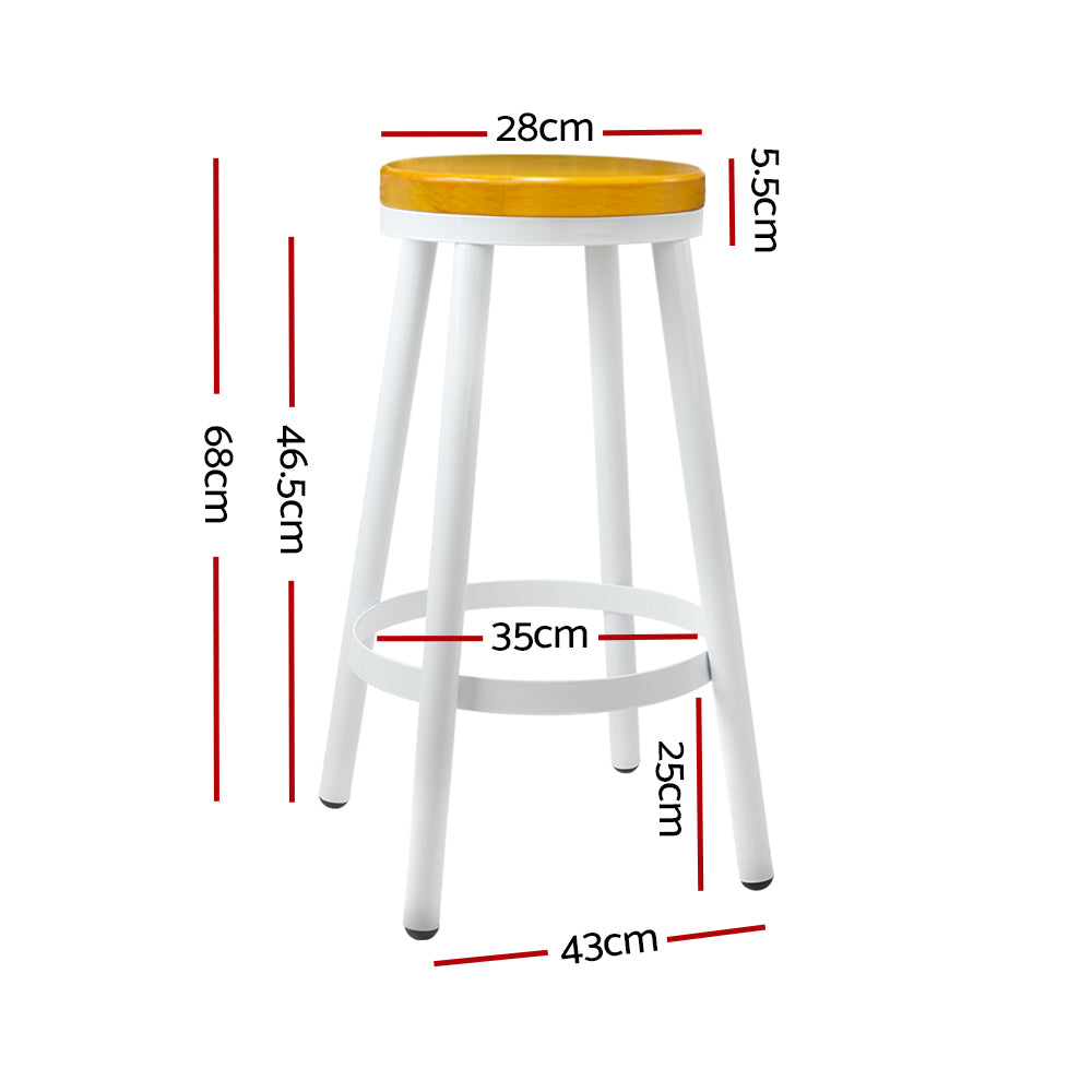 Artiss Set of 2 Wooden Stackable Bar Stools featuring a white finish and solid wooden seats, designed for modern and retro home decor.