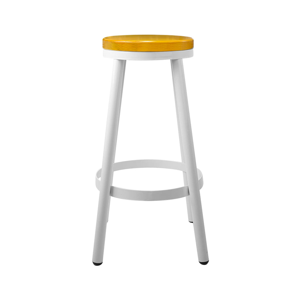 Artiss Set of 2 Wooden Stackable Bar Stools featuring a white finish and solid wooden seats, designed for modern and retro home decor.