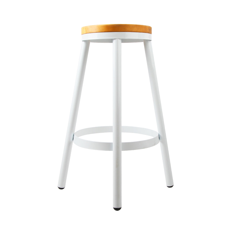 Artiss Set of 2 Wooden Stackable Bar Stools featuring a white finish and solid wooden seats, designed for modern and retro home decor.