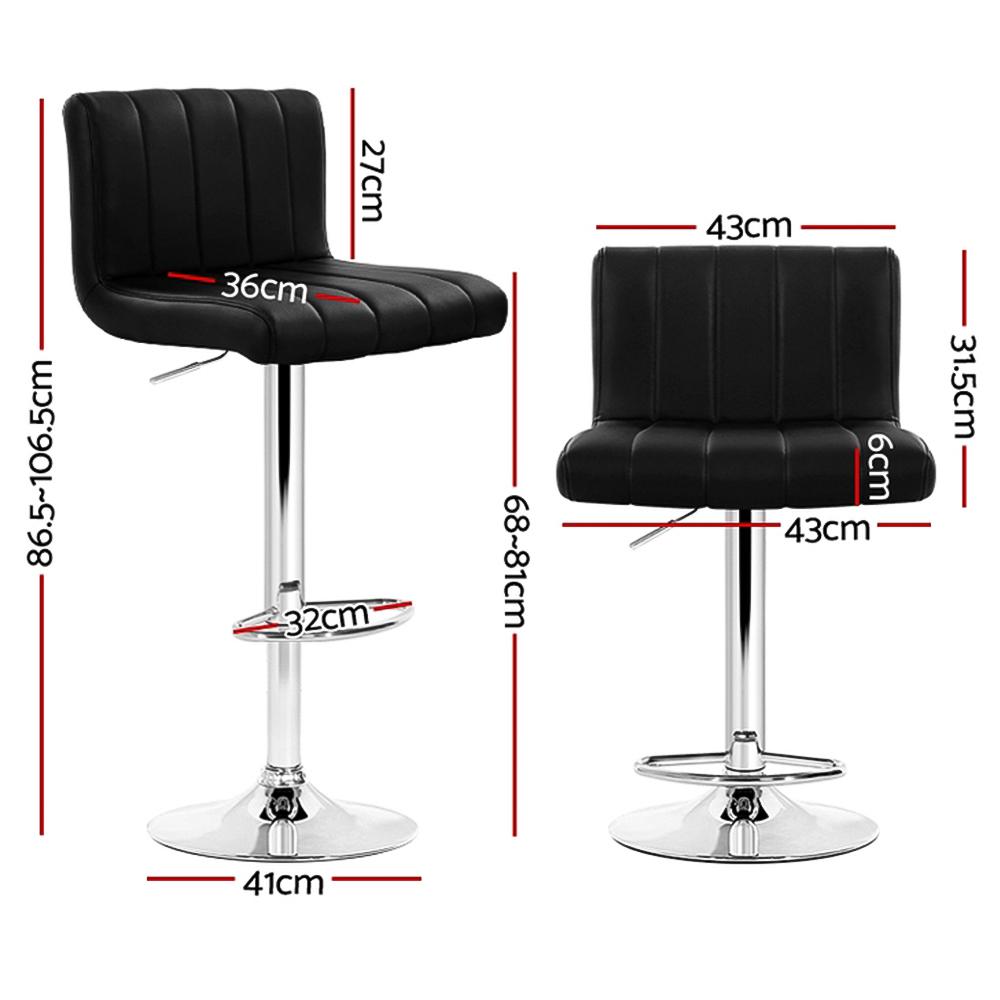 Artiss Set of 4 Black PU Leather Bar Stools with chrome base and high backrest, featuring a modern design and comfortable seating.