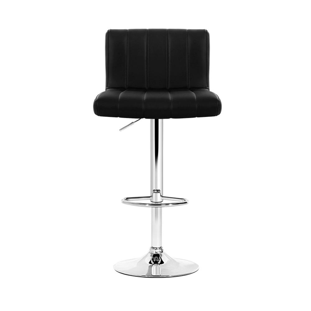 Artiss Set of 4 Black PU Leather Bar Stools with chrome base and high backrest, featuring a modern design and comfortable seating.