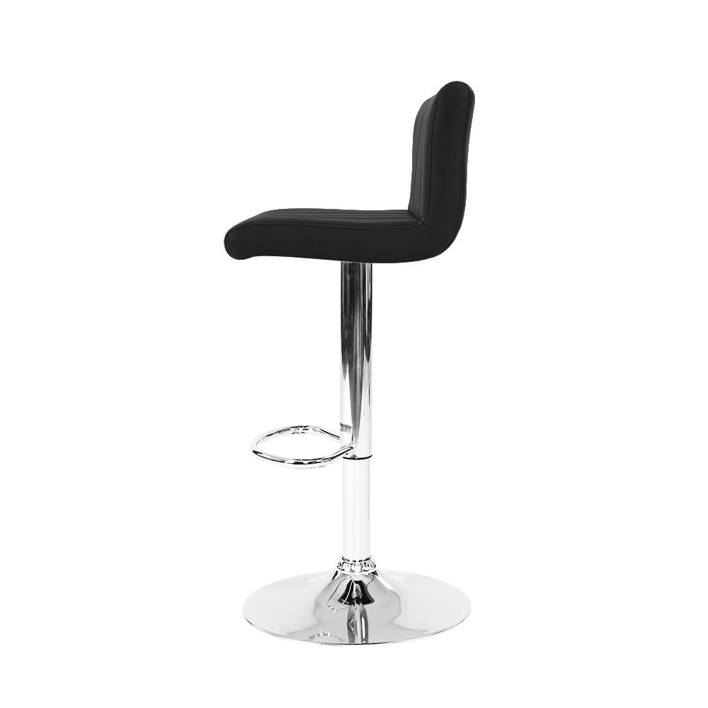 Artiss Set of 4 Black PU Leather Bar Stools with chrome base and high backrest, featuring a modern design and comfortable seating.