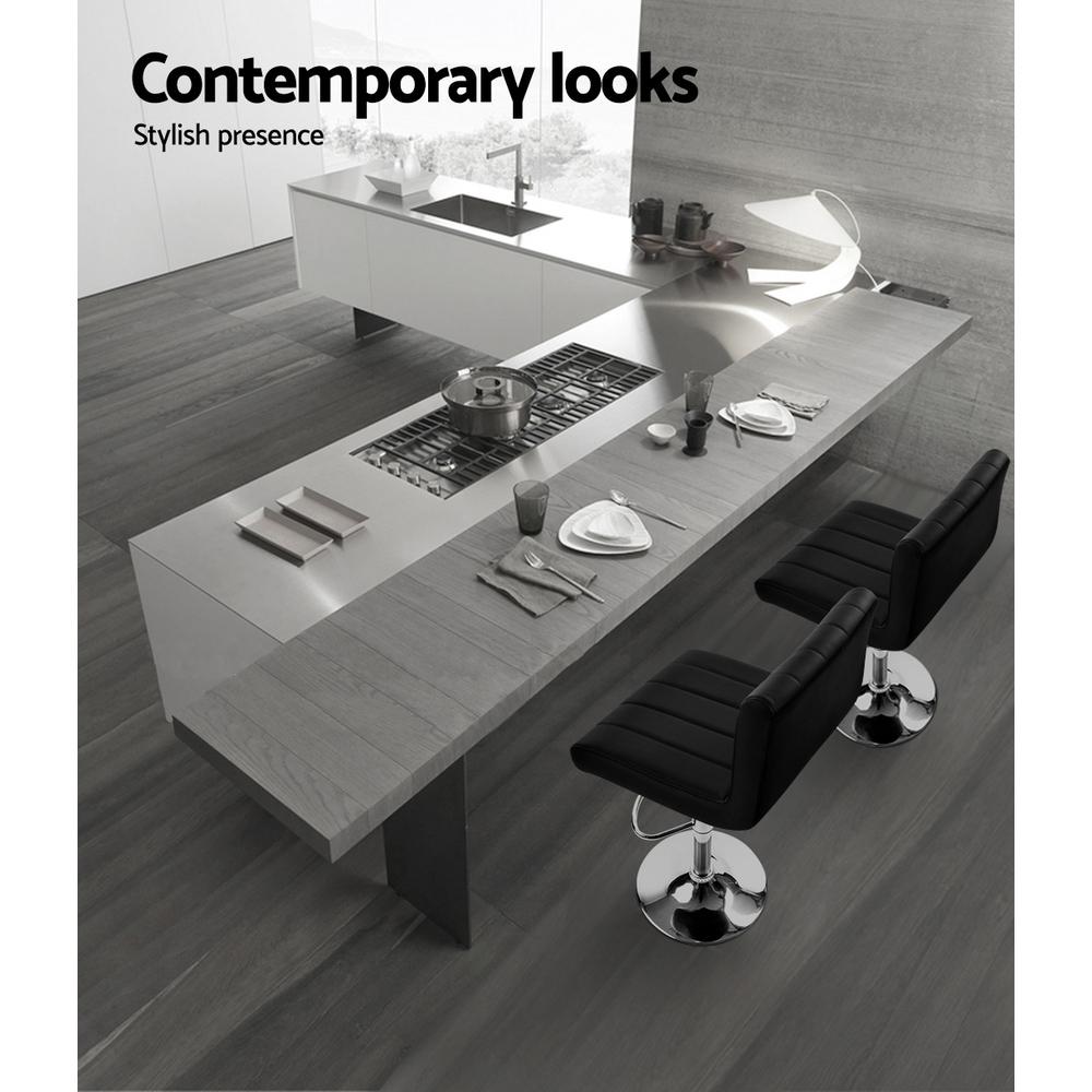 Artiss Set of 4 Black PU Leather Bar Stools with chrome base and high backrest, featuring a modern design and comfortable seating.