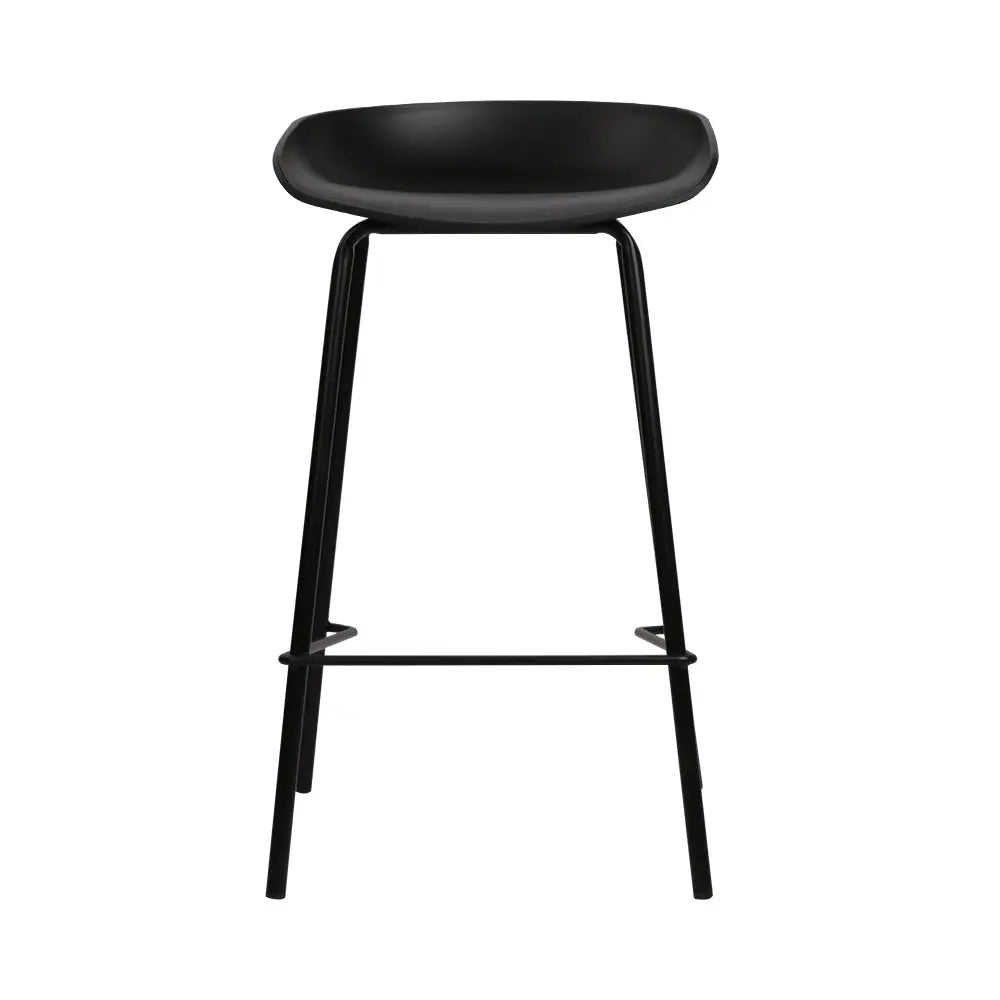 Artiss Set of 4 Metal Bar Stools in Black with PP plastic seats and reinforced metal frames, showcasing a sleek and modern design.