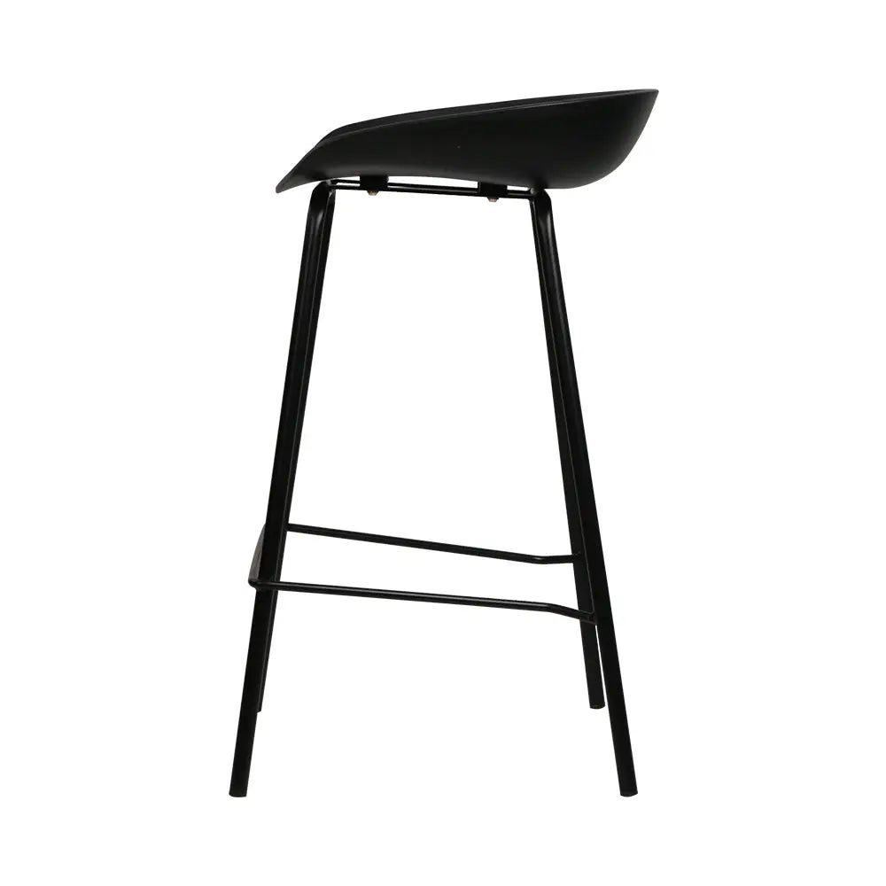 Artiss Set of 4 Metal Bar Stools in Black with PP plastic seats and reinforced metal frames, showcasing a sleek and modern design.