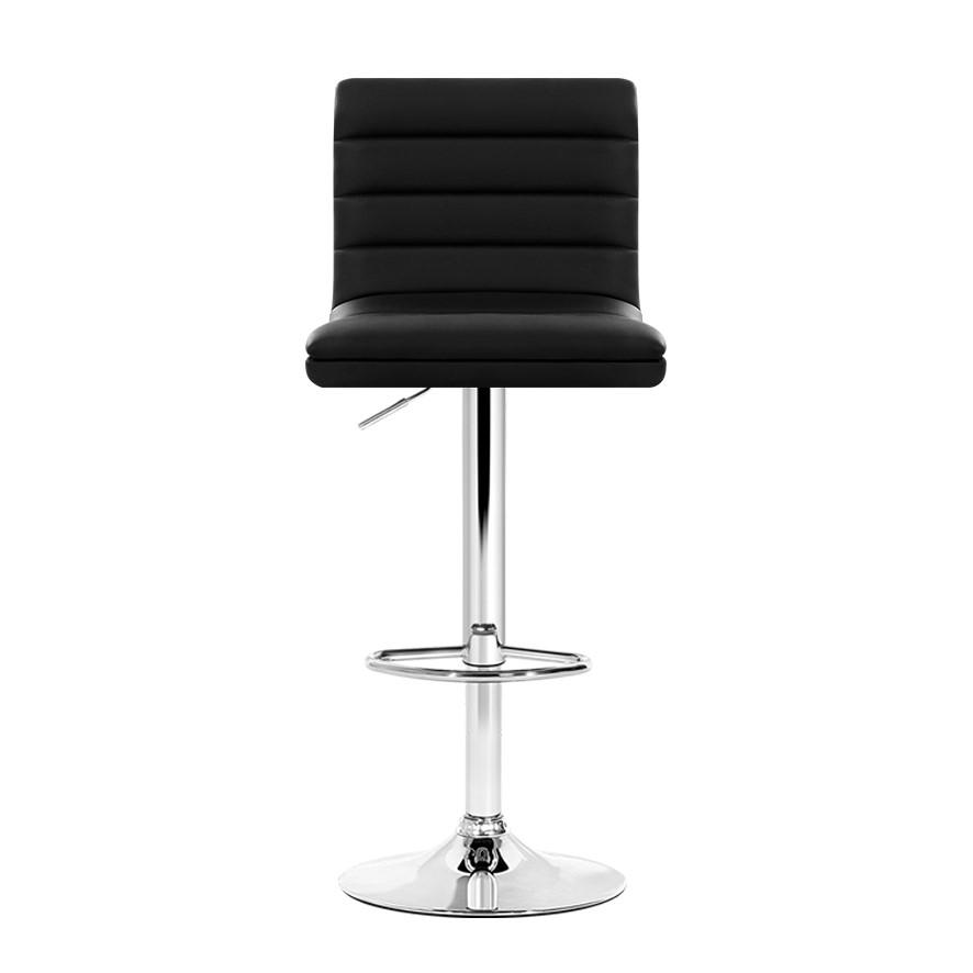 Artiss Set of 4 PU Leather Bar Stools in Black and Chrome with thick padded seats and chrome finish.