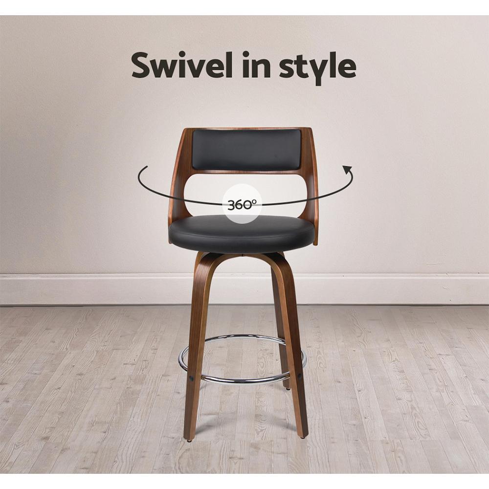 Artiss Set of 4 Wooden Bar Stools featuring black PU leather seats and solid wood legs, designed for comfort and style.