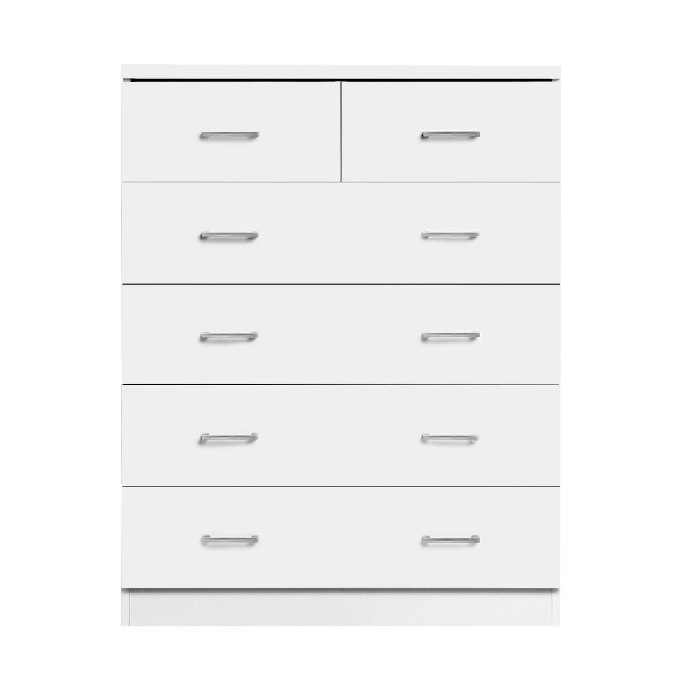 Artiss Tallboy Dresser Table featuring six spacious drawers and a sleek melamine finish, perfect for bedroom storage.