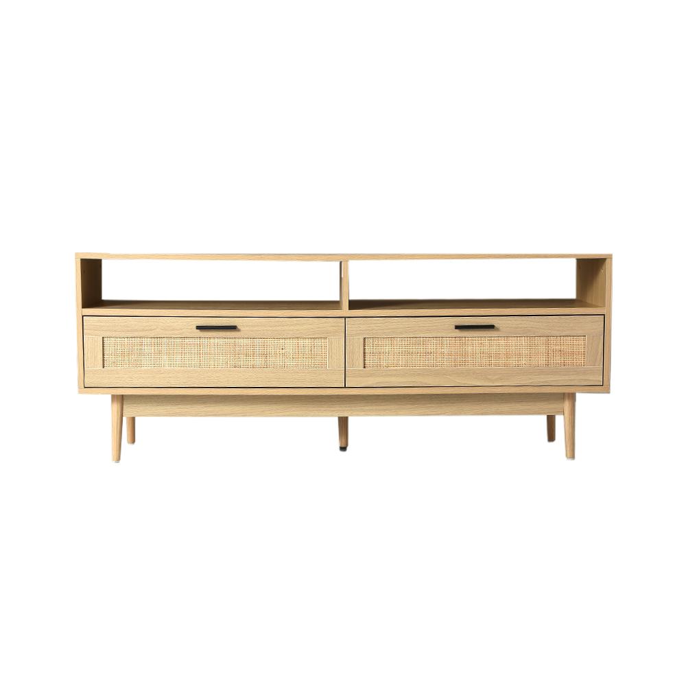 Artiss TV Cabinet Entertainment Unit featuring wooden rattan design with spacious drawers and shelves, perfect for stylish living room organization.