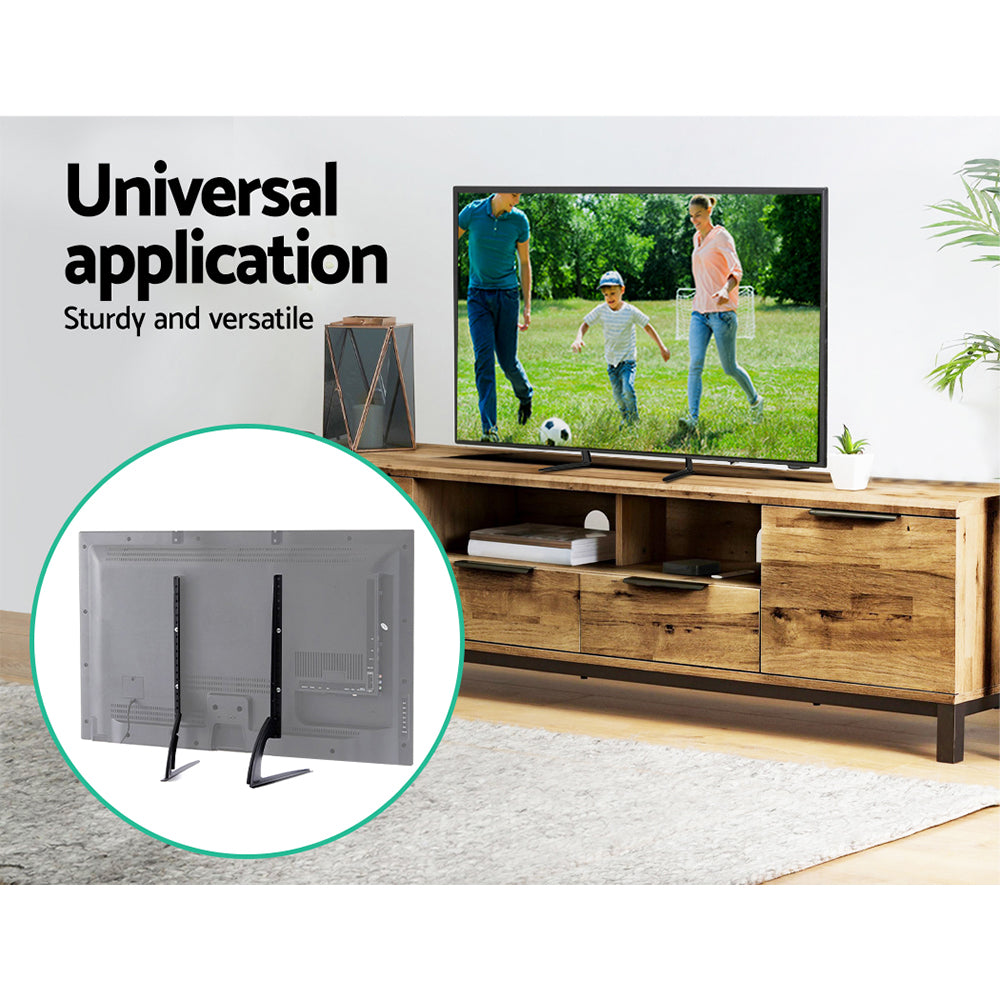 Artiss Pedestal TV Stand in black, designed for 32 to 65 inch TVs, featuring a sturdy metal frame and adjustable height.