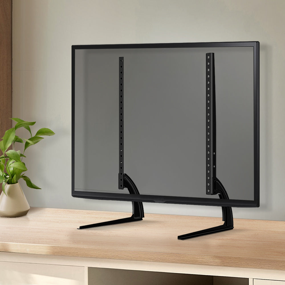 Artiss Pedestal TV Stand in black, designed for 32 to 65 inch TVs, featuring a sturdy metal frame and adjustable height.