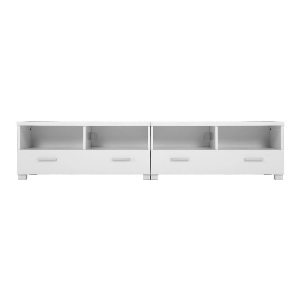 Artiss TV Stand Entertainment Unit in White with drawers and open shelves, designed for modern living spaces.