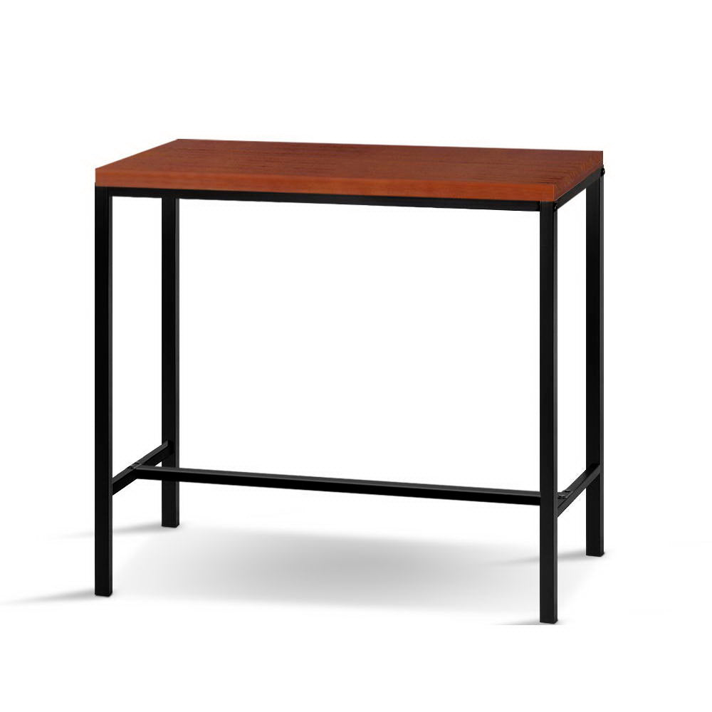 Artiss Vintage Bar Table ALEX featuring a solid pine wood top and a sturdy black metal frame, showcasing its industrial design.