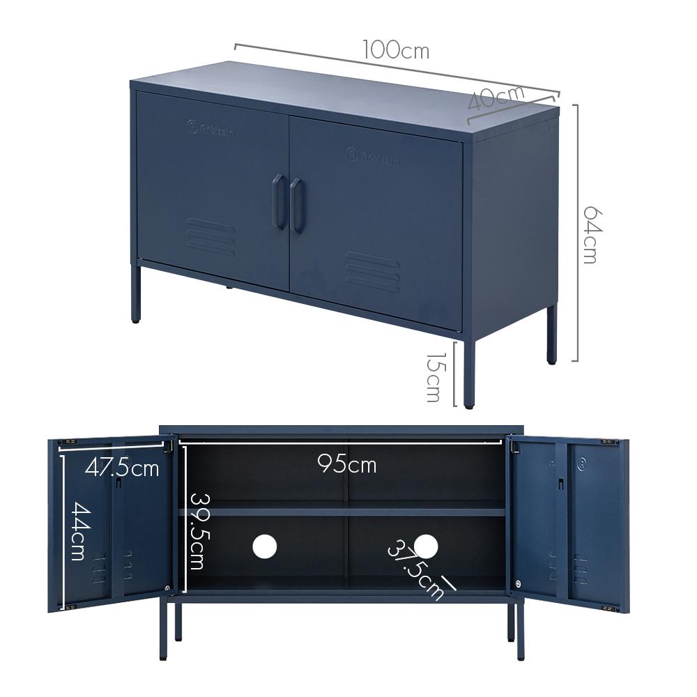 ArtissIn Base Metal Locker Storage Shelf Organizer Cabinet Buffet in vibrant blue, showcasing its stylish design and ample storage space.