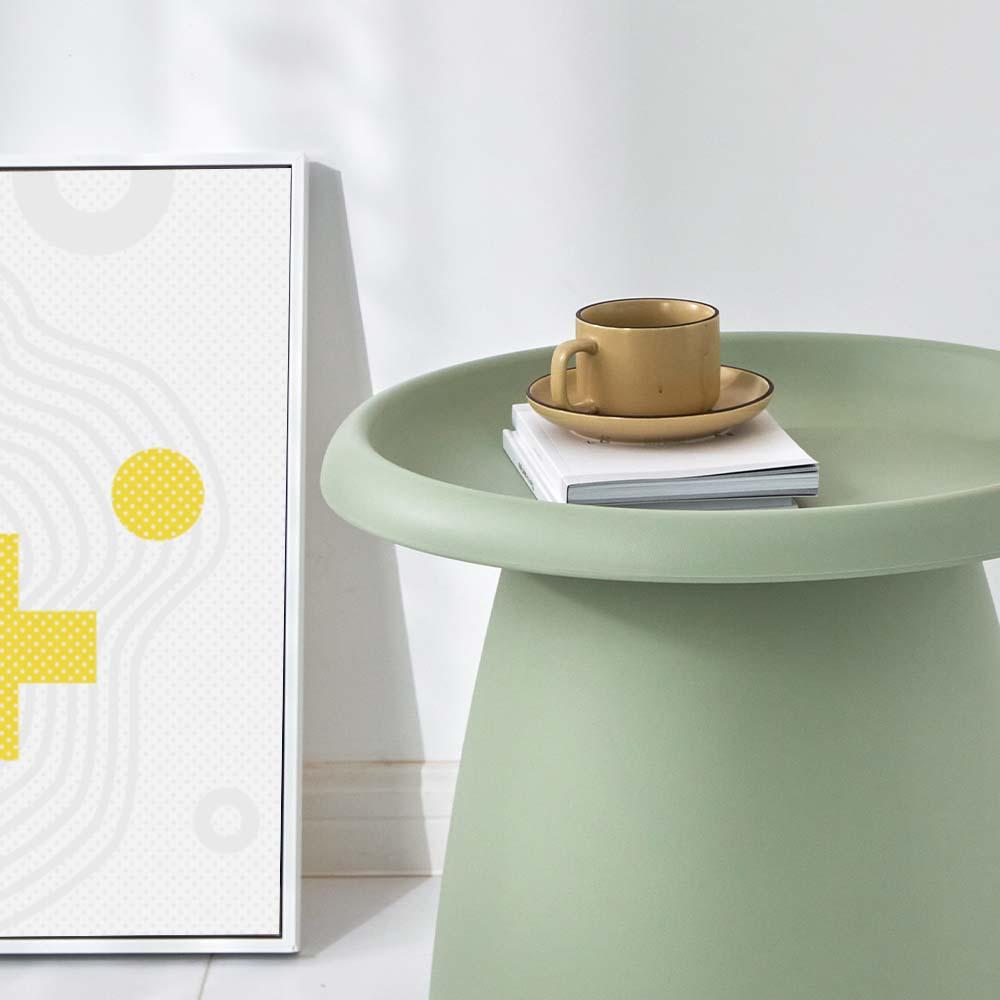 ArtissIn Coffee Table in vibrant green, featuring a round design with smooth rounded corners and a wide pedestal base, perfect for modern interiors.