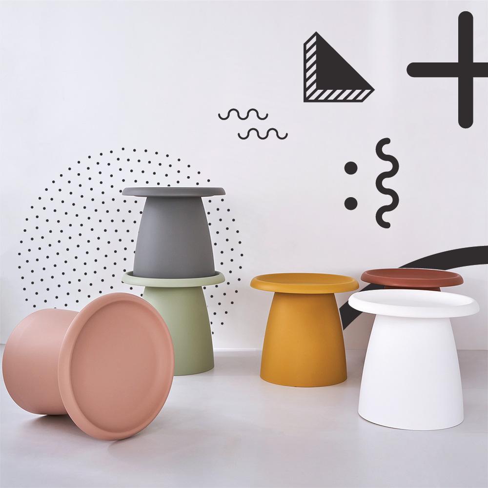 ArtissIn Coffee Table Mushroom Nordic Round Small Side Table in grey, featuring smooth rounded corners and a wide pedestal base, perfect for modern interiors.