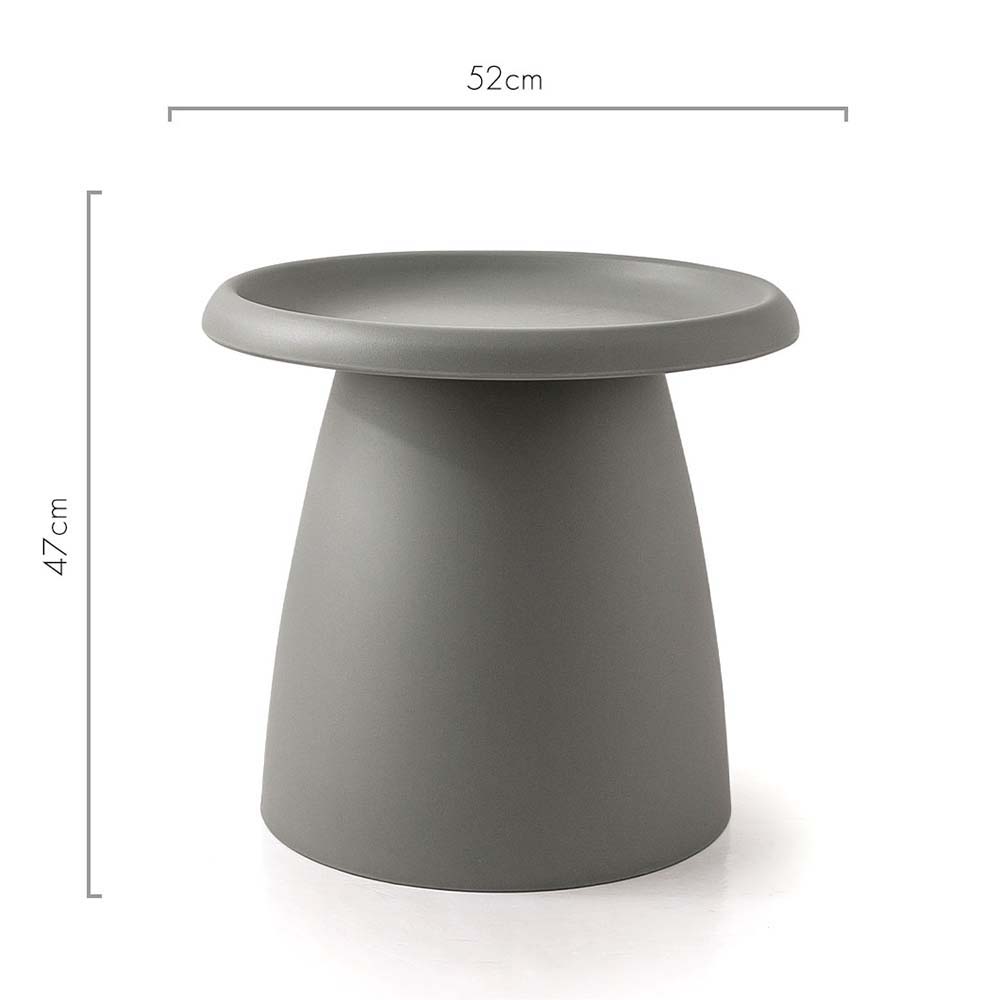 ArtissIn Coffee Table Mushroom Nordic Round Small Side Table in grey, featuring smooth rounded corners and a wide pedestal base, perfect for modern interiors.