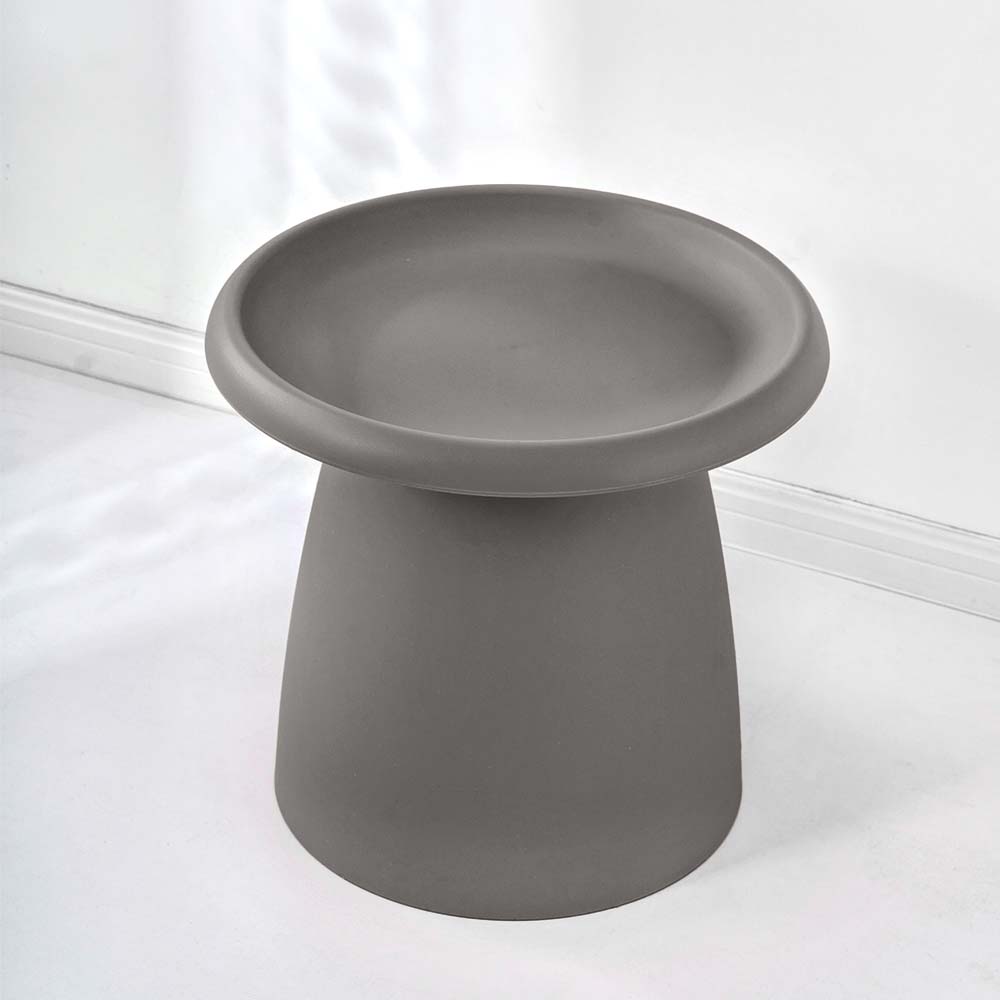 ArtissIn Coffee Table Mushroom Nordic Round Small Side Table in grey, featuring smooth rounded corners and a wide pedestal base, perfect for modern interiors.