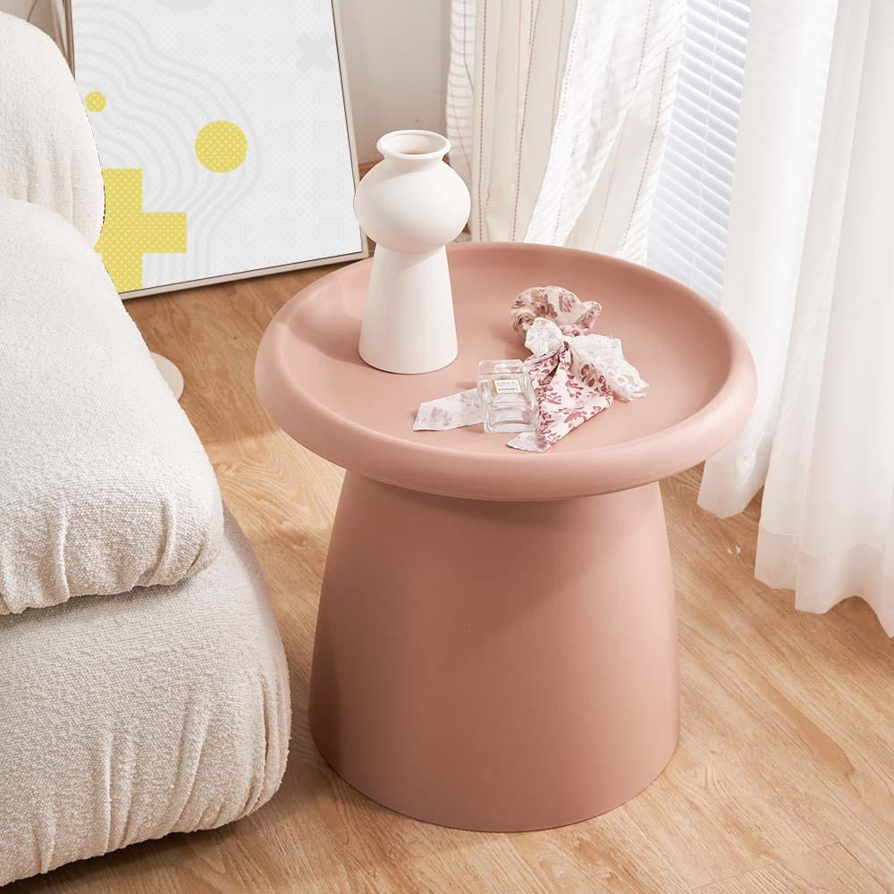 ArtissIn Coffee Table in pink, featuring a round design with smooth rounded corners and a wide pedestal base, perfect for modern interiors.