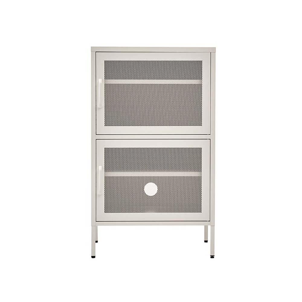 ArtissIn Double Mesh Door Storage Cabinet in white, featuring a stylish design with a sturdy mesh door and adjustable shelves.