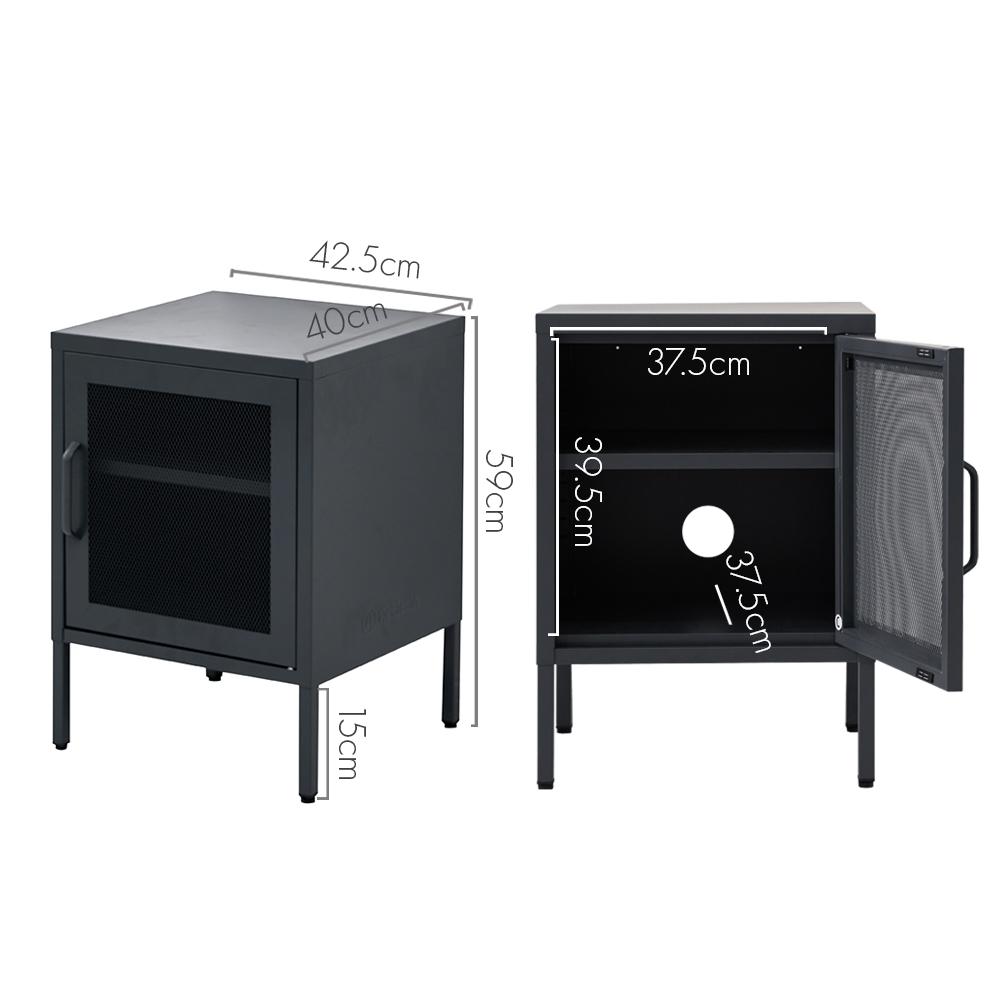 ArtissIn Mini Mesh Door Storage Cabinet in black, featuring a stylish design with a sturdy mesh door and ample storage space.