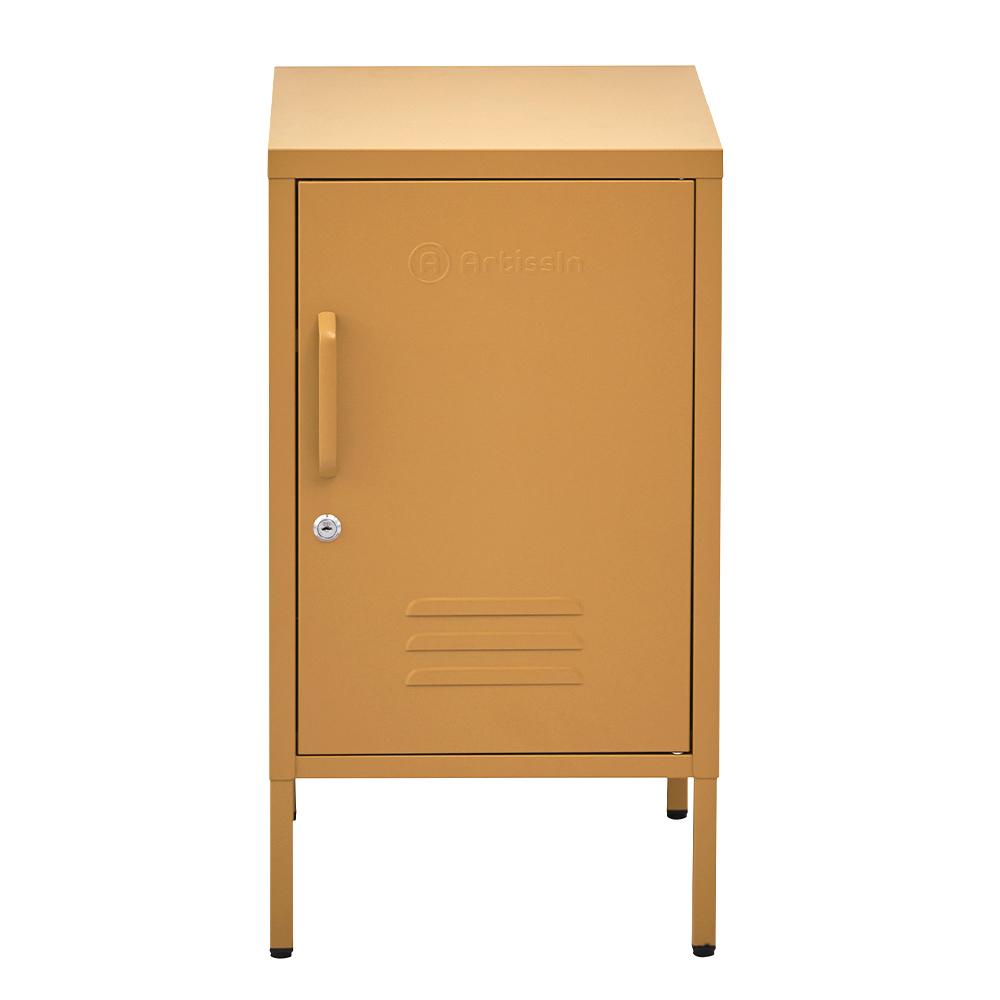 ArtissIn Mini Metal Locker in vibrant yellow, showcasing its stylish design and spacious storage capabilities.