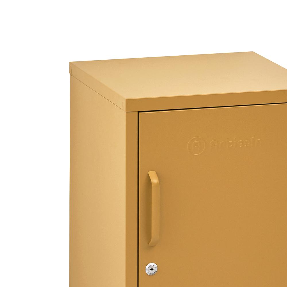 ArtissIn Mini Metal Locker in vibrant yellow, showcasing its stylish design and spacious storage capabilities.