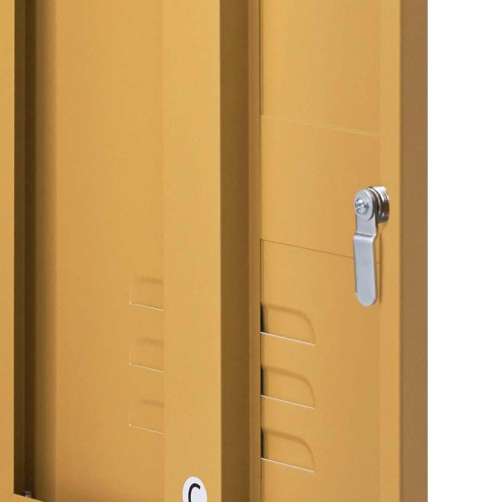 ArtissIn Mini Metal Locker in vibrant yellow, showcasing its stylish design and spacious storage capabilities.