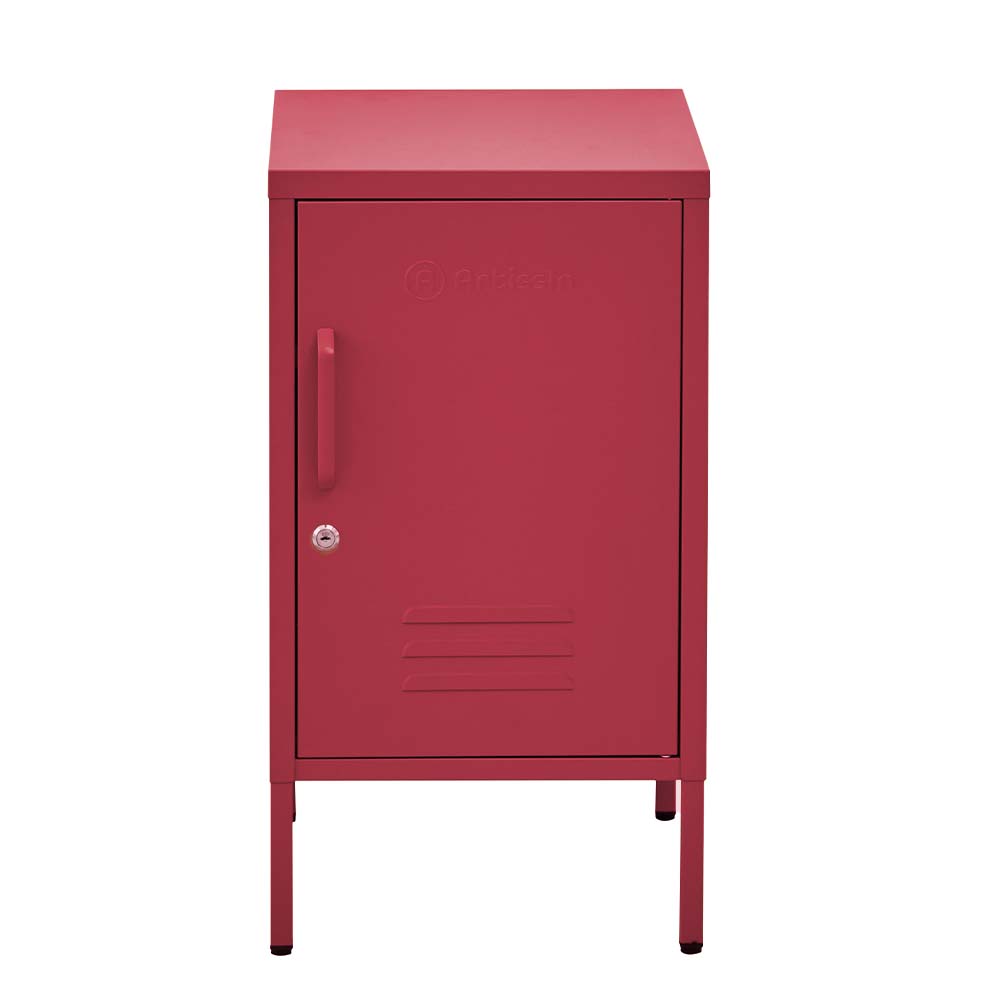 ArtissIn Mini Metal Locker in pink, showcasing its stylish design and spacious interior, perfect for bedroom storage.