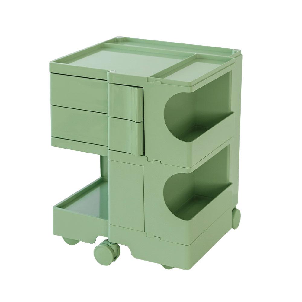 ArtissIn Replica Boby Trolley in vibrant green color with three tiers and fold-out shelves, showcasing its modern design and mobility features.