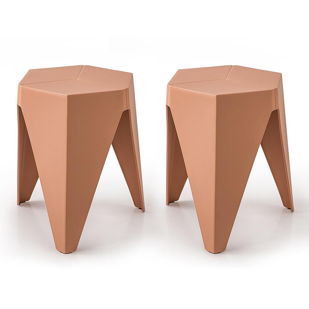 ArtissIn Set of 2 Puzzle Stools in vibrant pink, showcasing their modern design and sturdy construction, perfect for indoor and outdoor use.