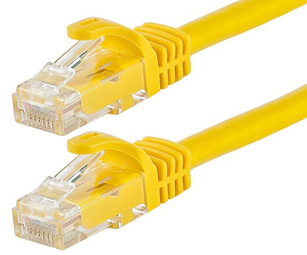 Astrotek CAT6 Cable 1m in vibrant yellow color with RJ45 connectors, designed for high-speed Ethernet networking.