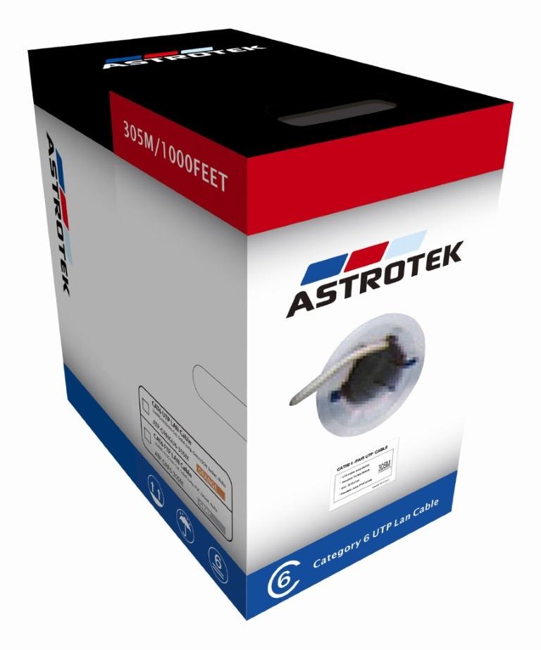 Astrotek CAT6 FTP Cable 305m roll in blue color, featuring full copper wire and PVC jacket for enhanced durability.