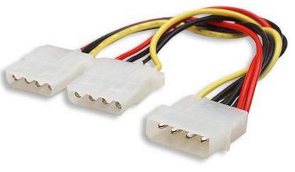 ASTROTEK Internal Power Molex Cable 20cm with 4-pin male and dual 4-pin female connectors, ideal for PC power supply.