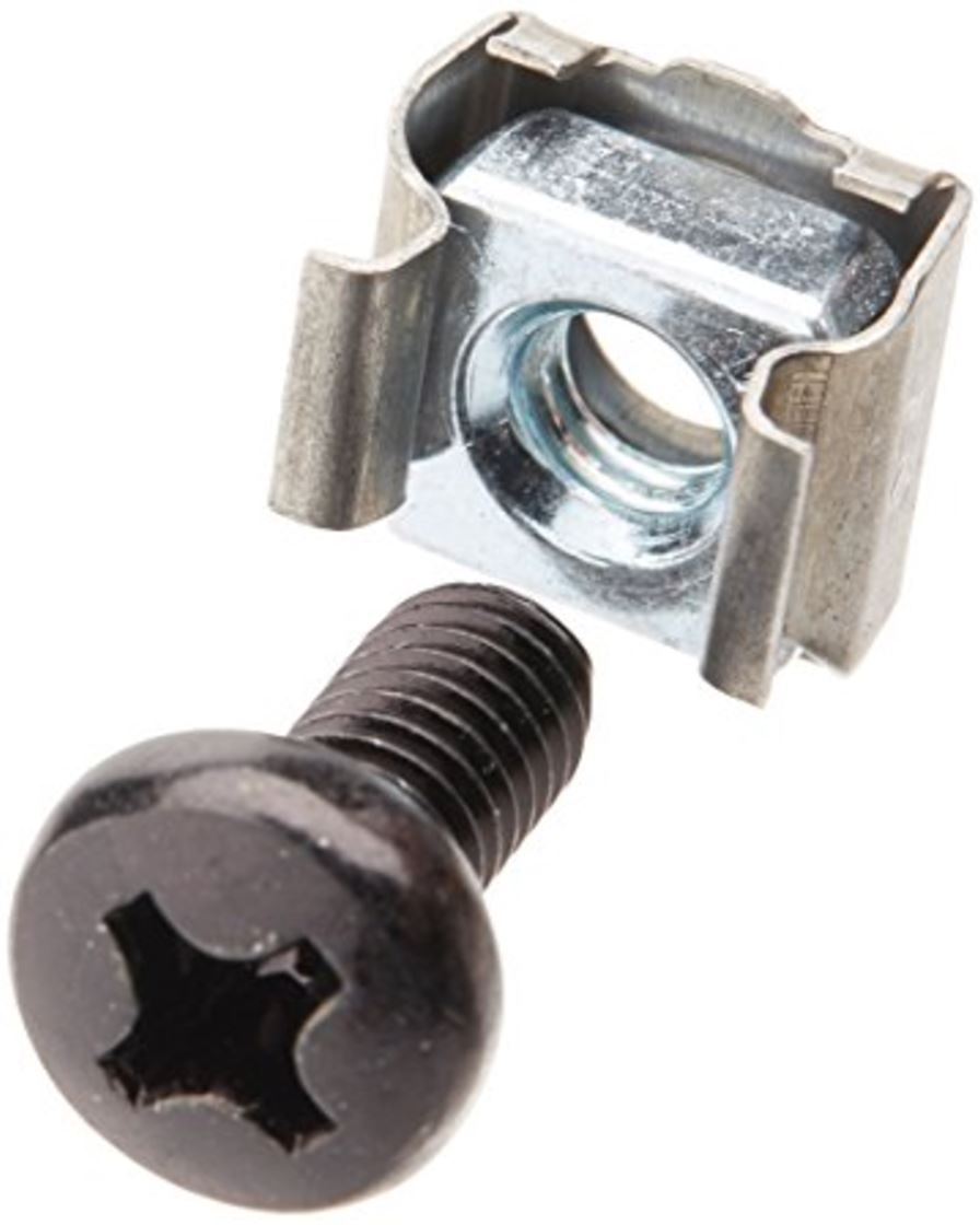 Astrotek M6 Cage Nuts and Screws pack featuring black oxide finish, ideal for secure fastening.