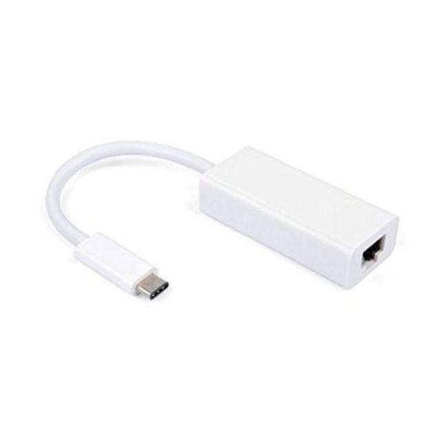ASTROTEK Thunderbolt USB 3.1 Type C to RJ45 Gigabit Ethernet adapter in white, designed for Macbook and Chromebook.