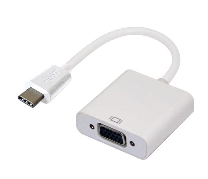 ASTROTEK Thunderbolt USB 3.1 Type C to VGA Adapter Converter in white, designed for seamless connectivity between USB-C devices and VGA displays.