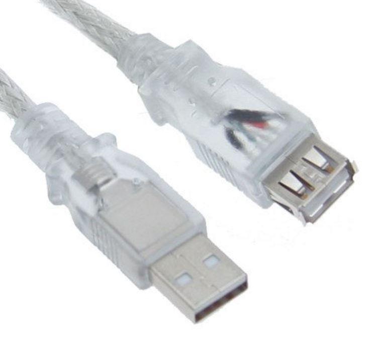 ASTROTEK USB 2.0 Extension Cable 3m with Type A Male and Type A Female connectors in transparent color.