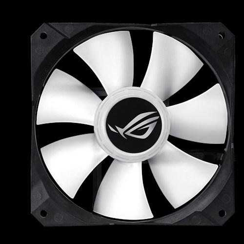 ASUS ROG Strix LC 240 RGB All-in-One Liquid CPU Cooler with dual RGB fans and sleek design.